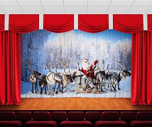 картинка Занавес Дед мороз и упряжка от магазина Рим-Декор