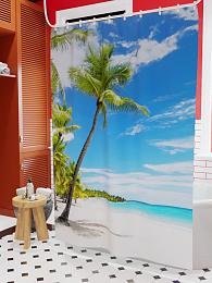 картинка Фотоштора для ванной Под пальмами от магазина Рим-Декор
