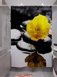 картинка Фотоштора для ванной Желтая орхидея на камнях от магазина Рим-Декор