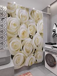 картинка Фотоштора для ванной Белые розы от магазина Рим-Декор
