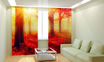 картинка Фотошторы Красный лес от магазина Рим-Декор