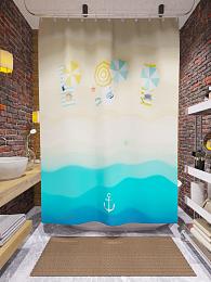 картинка Фотоштора для ванной Пляжные зонтики сверху от магазина Рим-Декор