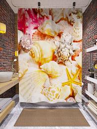 картинка Фотоштора для ванной Богатство ракушек от магазина Рим-Декор