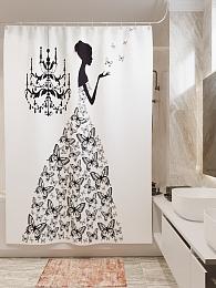 картинка Фотоштора для ванной Женщина из бабочек от магазина Рим-Декор