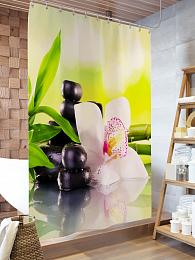 картинка Фотоштора для ванной Белая орхидея на бамбуке от магазина Рим-Декор