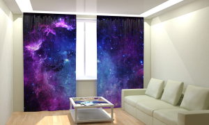 картинка Фотошторы Фиолетовое звёздное небо магазин Рим-Декор 