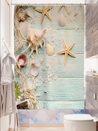 картинка Фотоштора для ванной Морские ракушки от магазина Рим-Декор