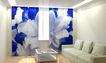 картинка Фотошторы Великолепный бело-голубой тюльпан от магазина Рим-Декор