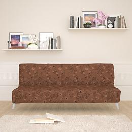 картинка Чехол для дивана Цветочный узор на коричневом фоне от магазина Рим-Декор