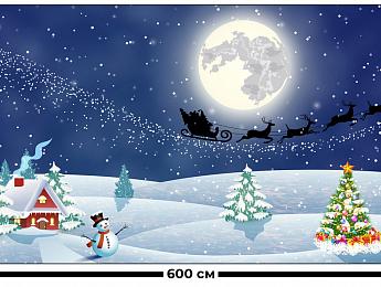 картинка Занавес Дед мороз на фоне луны от магазина Рим-Декор