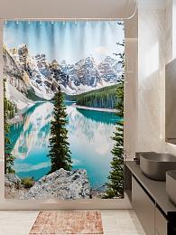 картинка Фотоштора для ванной Горное озеро от магазина Рим-Декор