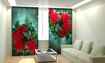 картинка Фотошторы Яркие красные розы от магазина Рим-Декор
