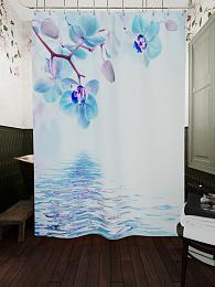 картинка Фотоштора для ванной Голубые орхидеи у воды от магазина Рим-Декор