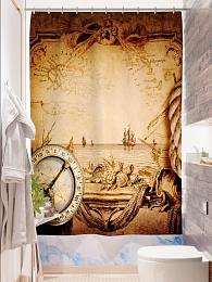 картинка Фотоштора для ванной Карта сокровищ от магазина Рим-Декор