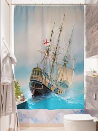 картинка Фотоштора для ванной Английский парусник от магазина Рим-Декор