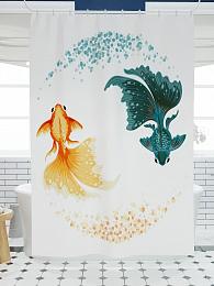 картинка Фотоштора для ванной Золотые рыбки от магазина Рим-Декор