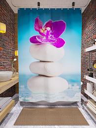 картинка Фотоштора для ванной Белые спа камни от магазина Рим-Декор