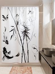 картинка Фотоштора для ванной Рыбки и бамбук от магазина Рим-Декор