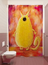 картинка Фотоштора для ванной Счастливый котик от магазина Рим-Декор