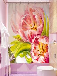 картинка Фотоштора для ванной Тюльпаны маслом от магазина Рим-Декор