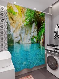 картинка Фотоштора для ванной Голубая лагуна от магазина Рим-Декор