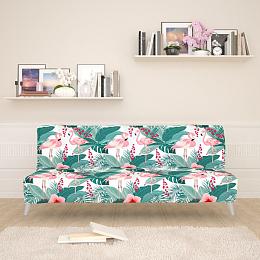 картинка Чехол для дивана Пальмы и фламинго от магазина Рим-Декор