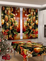 картинка Фотошторы для кухни Новогодняя ель на столе от магазина Рим-Декор
