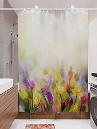 картинка Фотоштора для ванной Акварельные тюльпаны от магазина Рим-Декор