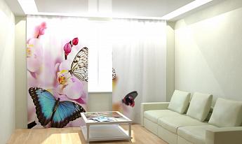 картинка Фотошторы Бабочки на орхидеи от магазина Рим-Декор