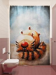 картинка Фотоштора для ванной Большой котик от магазина Рим-Декор