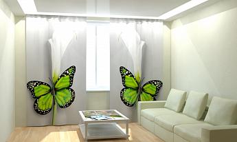 картинка Фотошторы Каллы с бабочкой от магазина Рим-Декор