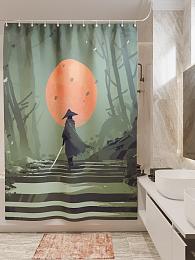 картинка Фотоштора для ванной Самурай в ночи от магазина Рим-Декор