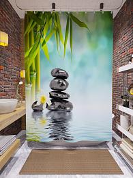 картинка Фотоштора для ванной Бамбук и спа камни от магазина Рим-Декор