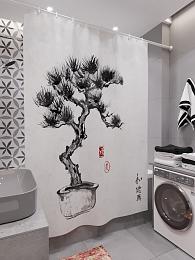 картинка Фотоштора для ванной Бонсай от магазина Рим-Декор