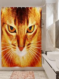 картинка Фотоштора для ванной Абиссинская кошка от магазина Рим-Декор