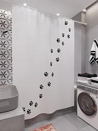 картинка Фотоштора для ванной Кошачьи следы от магазина Рим-Декор
