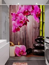 картинка Фотоштора для ванной Ароматные орхидеи от магазина Рим-Декор