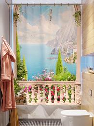 картинка Фотоштора для ванной Вид на городок 2 от магазина Рим-Декор